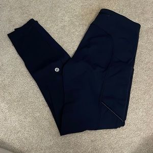 Navy lululemon leggings (Navy, with side pockets and back zip pocket)
